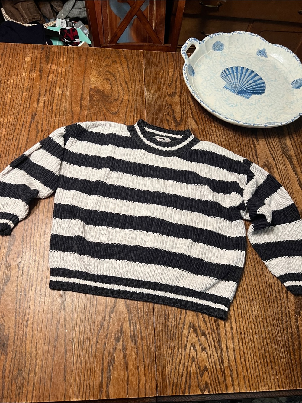 Vintage Chaus Sport Striped Black and White Crewneck Sweater